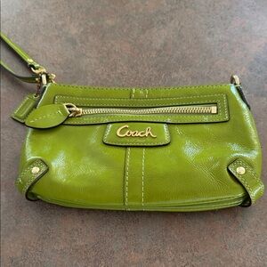 Coach Olive Green Leather Wristlet